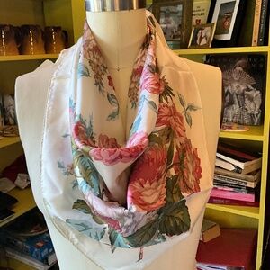 ECHO 100% Silk Scarf with Pink Roses